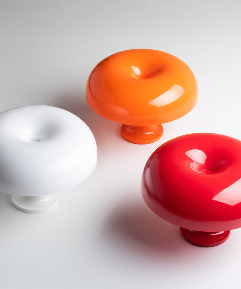 Nessino Table lamp in three colours, white orange and red