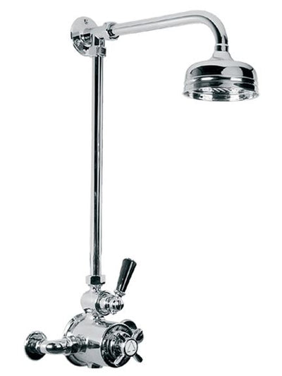 Lefroy Brooks BL8701 Exposed Thermostatic Shower Valve with Black Ceramic Lever Handles, Riser, 5 inch Rose and Adjustable Riser Pipe Bracket