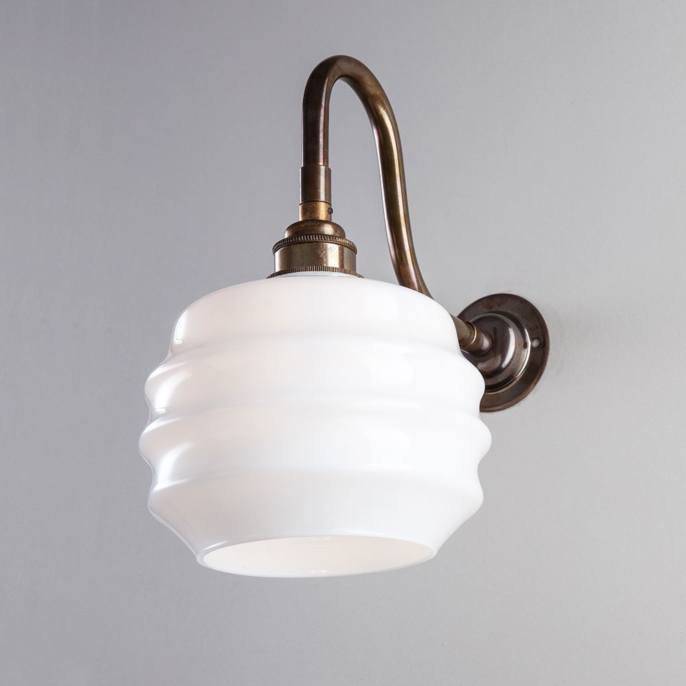 Old School Electric Deco Opal Glass Wall Light Holloways of Ludlow
