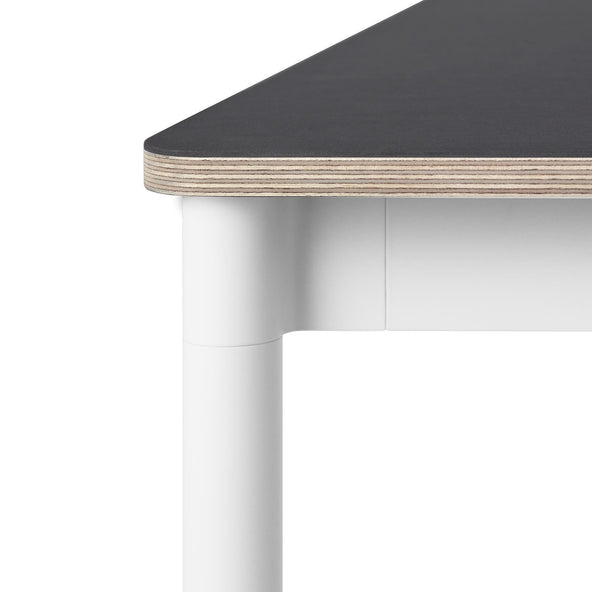 Outlet Base table - Large - white legs / black linoleum top