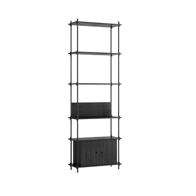 MOEBE single shelving system with cabinet and L shelf