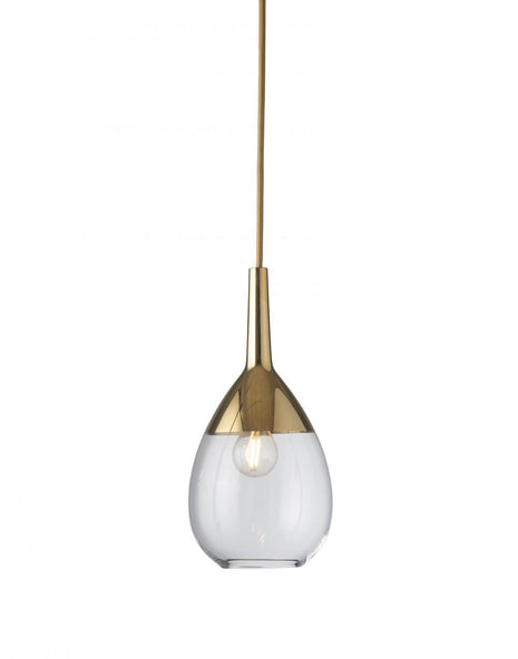 Outlet Lute Pendant - Small - Clear & Gold Glass