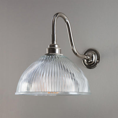 Old School Electric Prismatic dome bathroom swan arm wall light