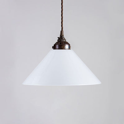 Old School Electric B22 Conical Opal Glass Pendant Light