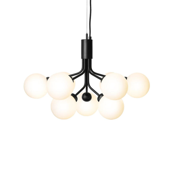 Outlet Nuura Apiales Chandelier - 9 Globes, satin black, opal