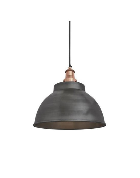 Outlet Brooklyn dome pendant - traditional fittings - Large - pewter shade / copper fitting