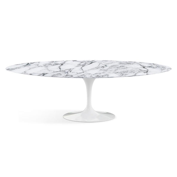 Ex-Display Knoll Saarinen Dining Table - Oval Marble - Large, White Base, Satin Arabescato White Marble **COLLECTION ONLY**