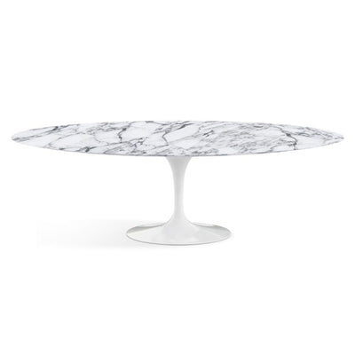 Ex-Display Knoll Saarinen Dining Table - Oval Marble - Large, White Base, Satin Arabescato White Marble **COLLECTION ONLY**