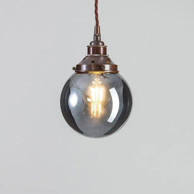 Old School Electric Globe blown glass pendant light - smoked