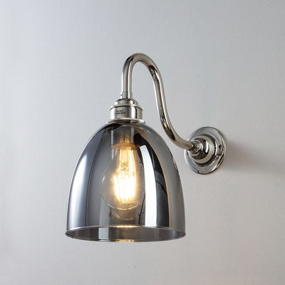 Old School Electric Glass swan arm wall light - smoked