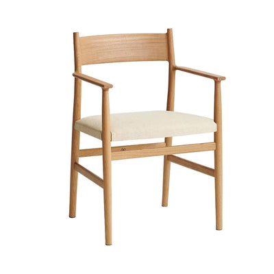 Ex-Display Brdr. Krüger Arv Dining Chair W Armrest - Oak White Wax Oil Fabric Seat Solid Back **STORE COLLECTION ONLY**