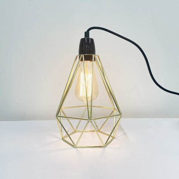 Outlet Diamond cage table lamp - Small stout 1, Gold with black cable