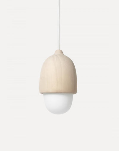 Outlet Terho pendant - Small, Opal glass with natural wood