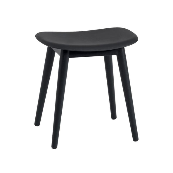 Outlet Fiber stool with wood base - Black / black