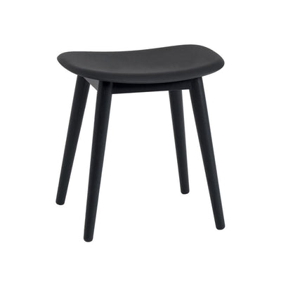 Outlet Fiber stool with wood base - Black / black