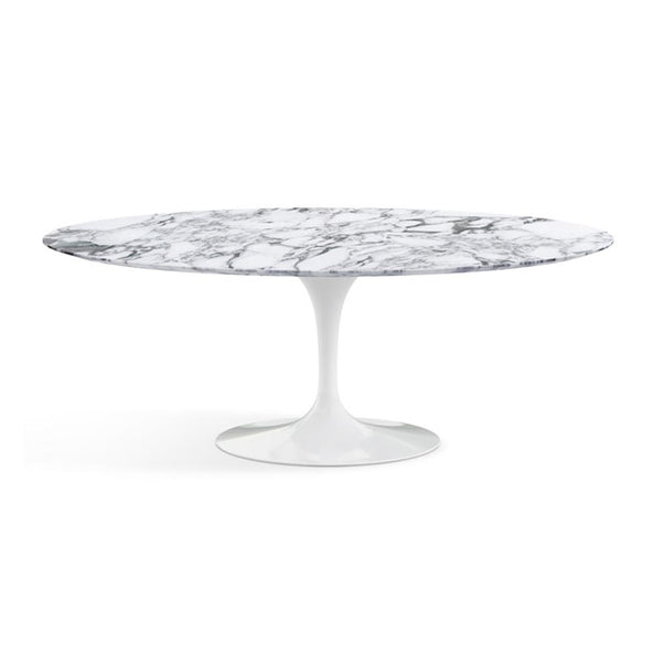 Ex-Display Knoll Saarinen Dining Table - Oval Marble - Small, White Base, Satin Arabescato White Marble **COLLECTION ONLY**