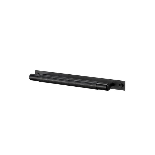 Outlet Pull bar - small with plate - knurled pattern - Black