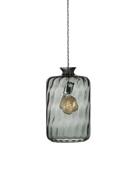 Ex Display Ebb & Flow Pillar Pendant Light - Smokey Grey, Silver Fitting