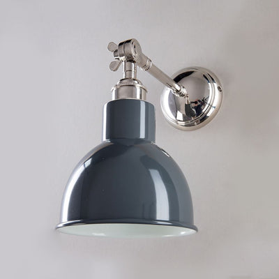 Ex Display Old School Electric Churchill Wall Light with Coloured Shade - Unswitched, Grey Shade, Polished Nickel