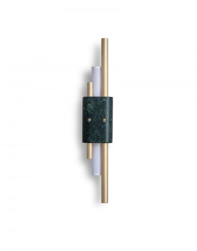 Outlet Bert Frank Tanto Wall Light - Small, Brass, Opal Glass & Green Guatemala Marble