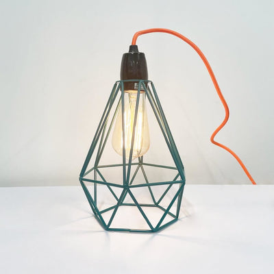 Outlet Diamond cage table lamp - Small stout 1, Blue with orange cable