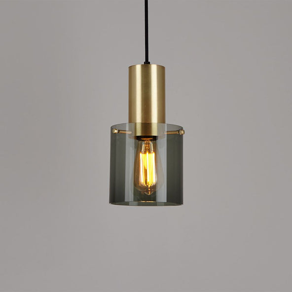 Ex-Display Original BTC Walter Pendant Light - Walter Pendant Light - Size 1, Brass & Anthracite Glass