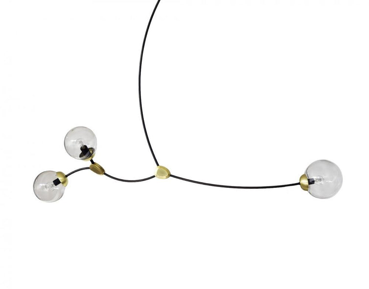 Ex-Display CTO Ivy 3 horizontal pendant light - Bronze with satin brass details and smoked glass shades **STORE COLLECTION ONLY**