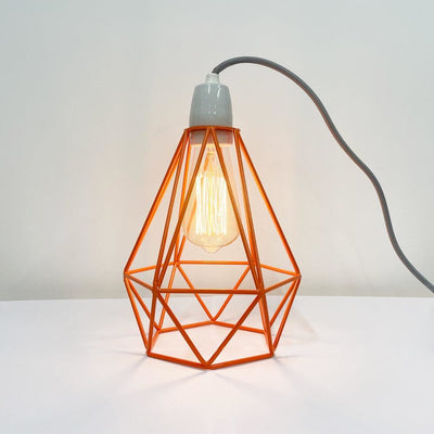 Outlet Diamond cage table lamp - Small stout 1, Orange with grey table