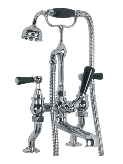 Lefroy Brooks BL1100 Classic Bath Shower Mixer with Black Ceramic Lever Handles