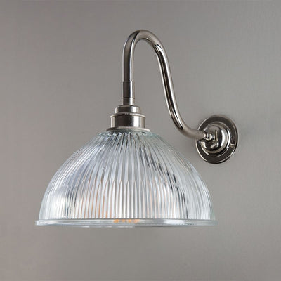 Old School Electric Prismatic dome swan arm wall light