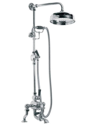 Lefroy Brooks BL8825 Exposed Thermostatic Bath Shower Mixer with Black Ceramic Lever Handles, Riser Kit, Handset, Diverter, 8 inch Rose and Adjustable Riser Pipe Bracket