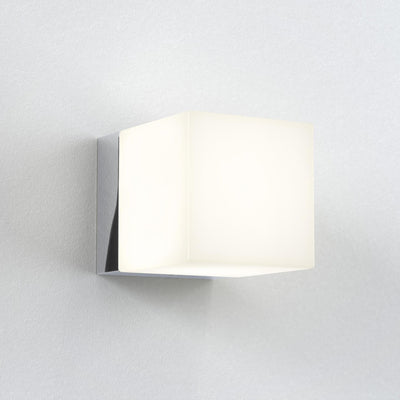 Cube polished chrome bathroom light