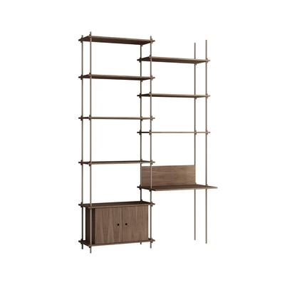 MOEBE double shelving system with desk and cabinet