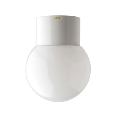 Waterproof white porcelain lamp - globe - White porcelain with opal glass