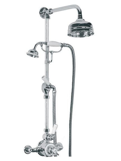 Lefroy Brooks GD8703 Godolphin Exposed Thermostatic Shower Mixing Valve with Riser Kit, Handset, Lever Diverter, 5 inch Rose and Adjustable Riser Pipe Bracket