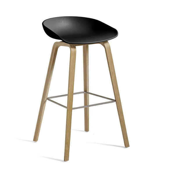 Outlet About a Stool 32 - Black 2.0, Soaped oak, High, Standard gliders