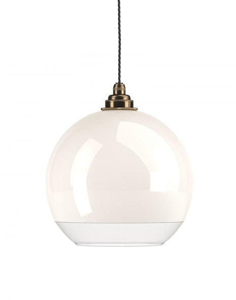 Outlet Hereford pendant - white & clear glass - Antique brass