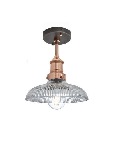 Industville Brooklyn Ribbed Glass Flush Mount Ceiling Light