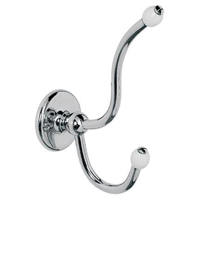 Lefroy Brooks Bl4511 Classic Double Robe Hook with White Ceramic Acorns