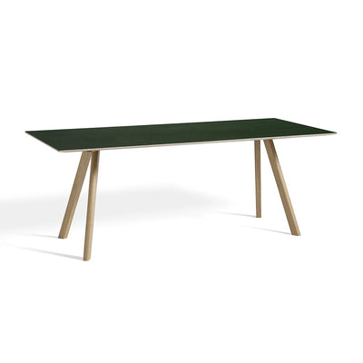 B-Stock HAY CPH 30 Dining Table - Small - Low, Green Linoleum Tabletop, Lacquered Oak