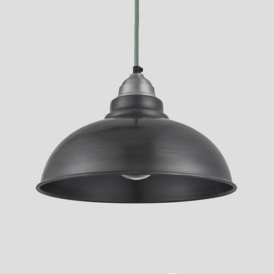 Outlet Old Factory Vintage Pendant Light - Dark Grey Pewter with Blue Grey Flex