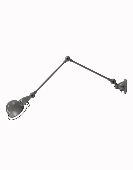 Outlet Jielde Signal two arm adjustable wall light - Mouse grey, Gloss, Plug, switch and cable