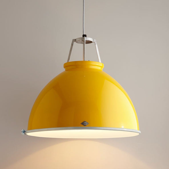 Outlet Titan pendant - size 5 - Yellow - white interior, Etched glass diffuser