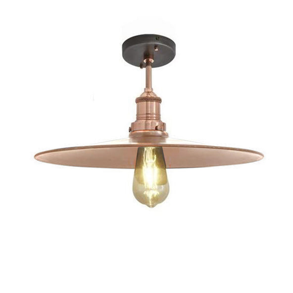 Outlet Brooklyn Flush Ceiling Light - Flat Shade, Large, Copper Shade / Pewter and Copper Fittings