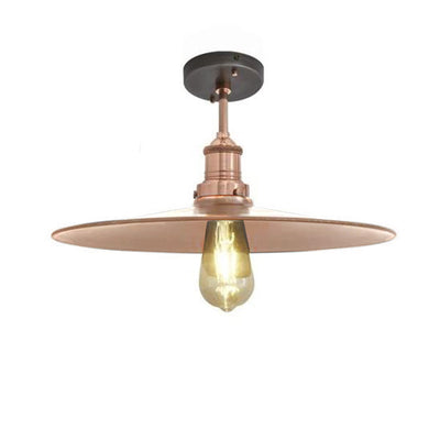 Outlet Brooklyn Flush Ceiling Light - Flat Shade, Large, Copper Shade / Pewter and Copper Fittings