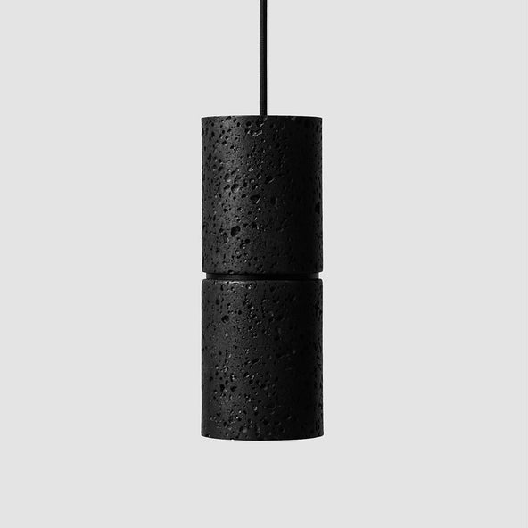 Outlet Ri pendant - Lava stone - black aluminium