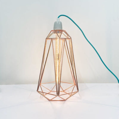 Outlet Diamond cage table lamp - Large 5, Bronze with blue cable