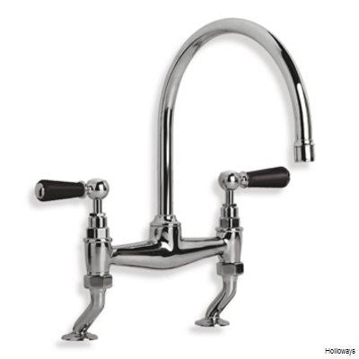 Lefroy Brooks BL1517 Kitchen Bridge Mixer with Black Ceramic Lever Handles