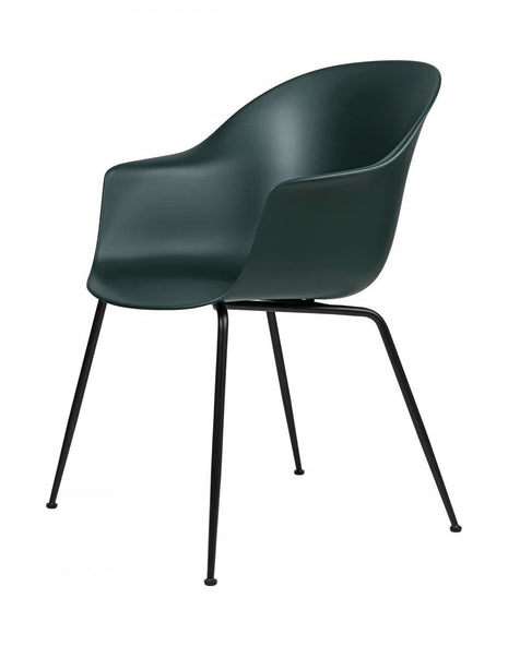 Ex-Display GUBI Bat Dining Chair - Conic Base - Matt Black Base, Dark Green