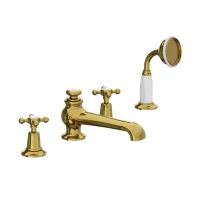 Lefroy Brooks Connaught Four Hole Bath Set with Diverter & Pull-Out Hand Shower